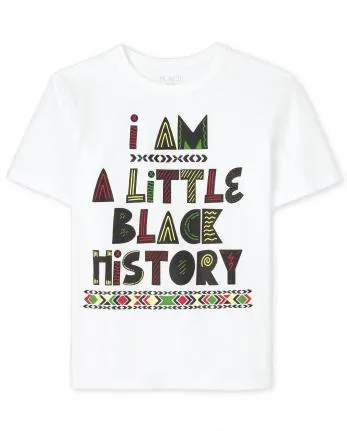 Camiseta negra con gráfico de historia unisex para niños - white