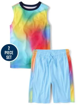 Boys Marble Performance 2-Piece Outfit Set - cave blue cl