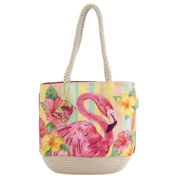 Sun ’N’ Sand Flamingo Floral Shoulder Tote