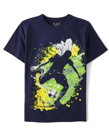 Boys Soccer Player Graphic Tee - tidal