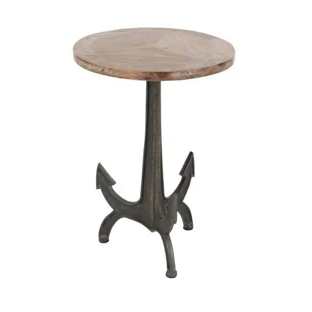 Coastal 18" Metal Anchor Accent Table with Wood Top by Marisol + Daisy - Black/Brown