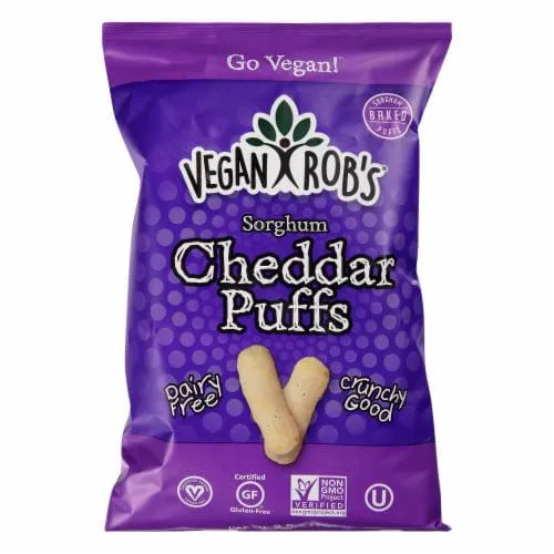 Vegan Rob's Dairy Free Puffs - Cheddar - Case of 12 - 3.5 oz