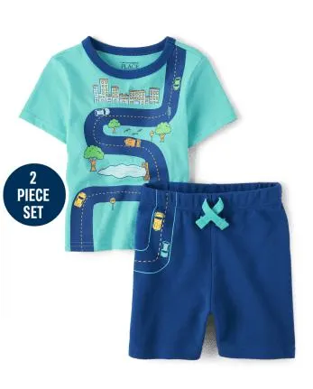 Baby And Toddler Boys Car 2-Piece Outfit Set - multi clr
