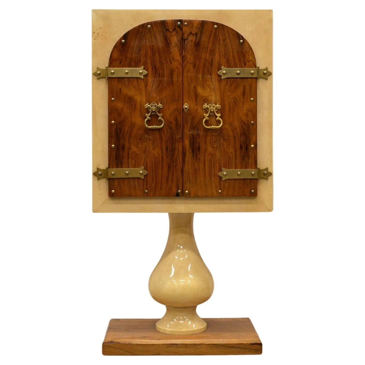 Mueble bar con espejo de piel de cabra Aldo Tura Italia Años 50