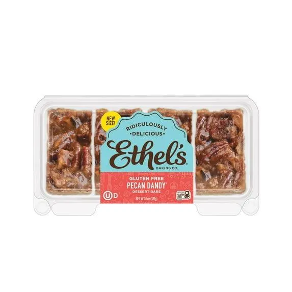 Ethel's Baking Co. Pecan Dandy Dessert Bar Tray, Shelf-Stable, Richly Baked & Pecan Crowned, 1.5 oz, 4 Count