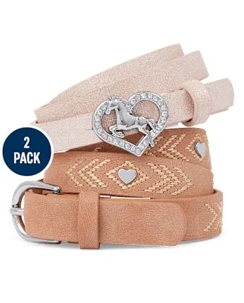 Girls Horse Belt 2-Pack - pink