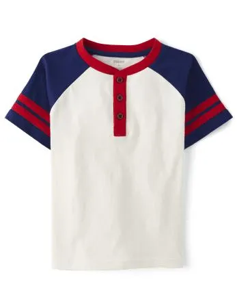 Boys Henley Top - Baseball Champ - simplywht