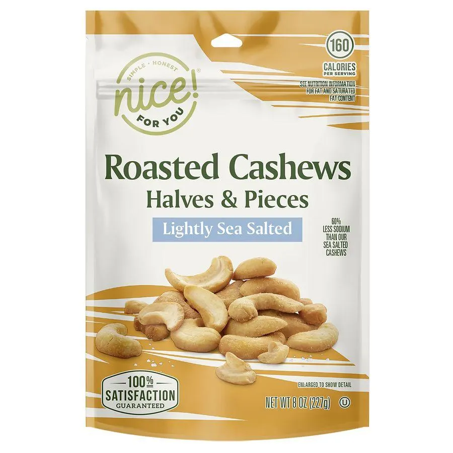 Nice! For You Roasted Cashew Halves & Pieces Lightly Sea Salted, 8.0 oz