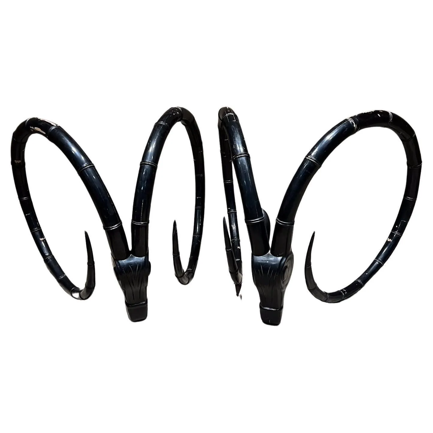 1970s Ibex Pedestal Negro Base de Mesa de Comedor Francesa Restaurada Estilo Alain Chervet