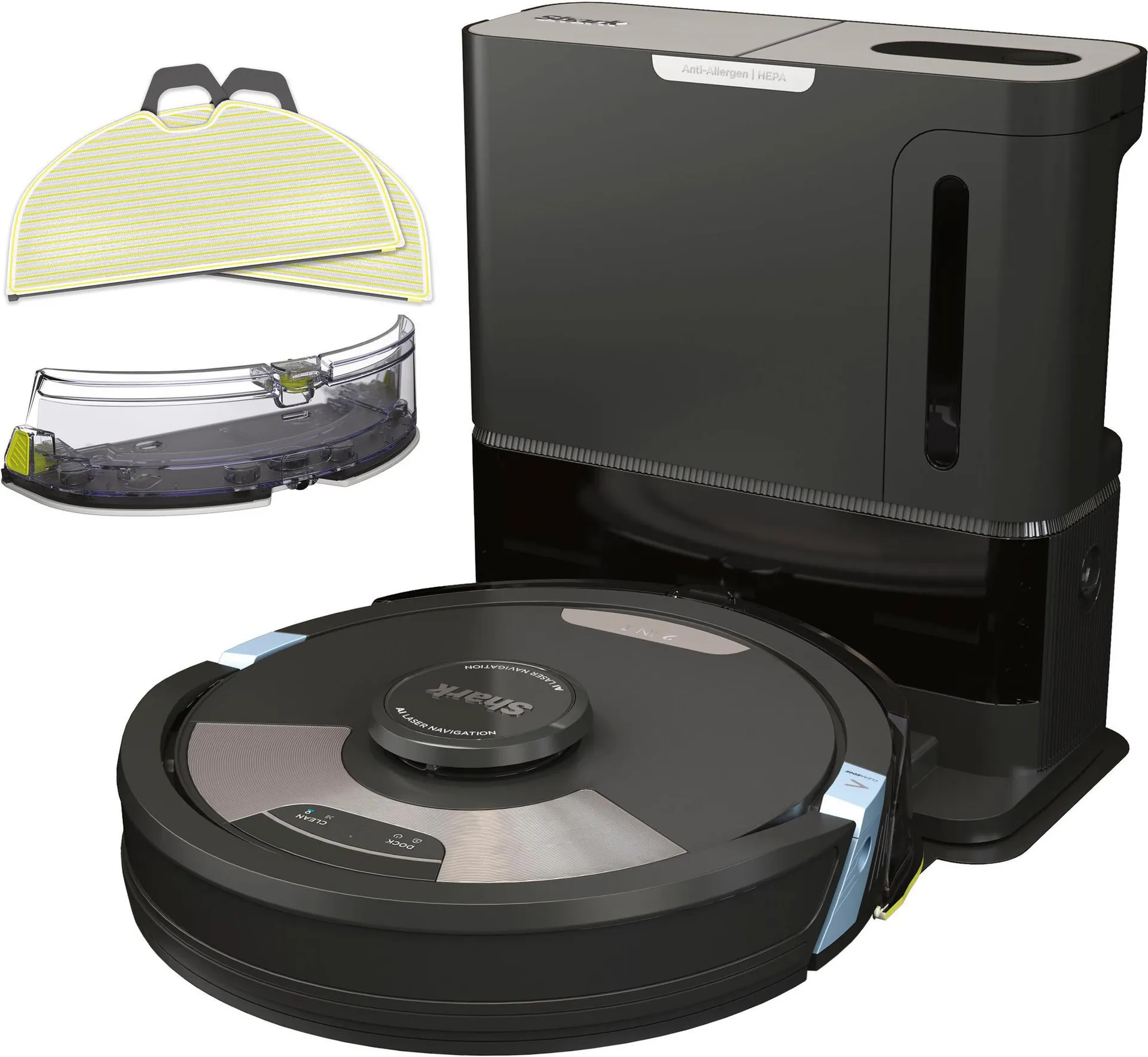 Aspiradora robot y mopa AI Ultra 2 en 1 con base con vaciado automático XL HEPA, Matrix Clean Navigation - Negro