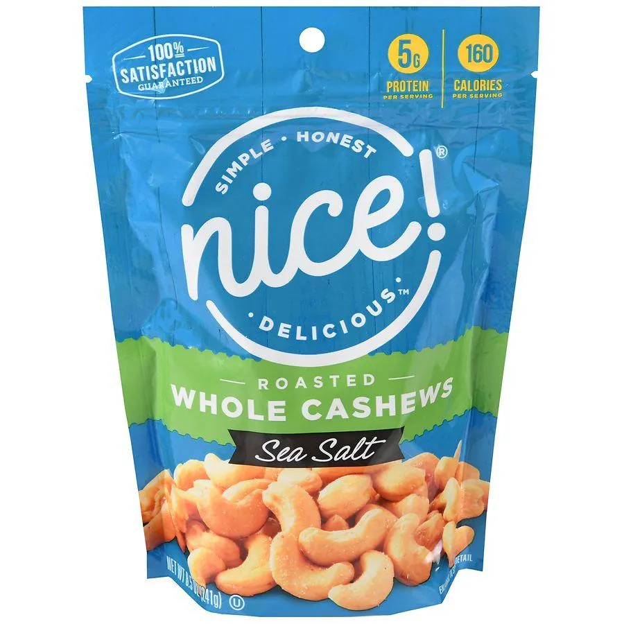 Nice! Roasted Whole Cashews Sea Salt, 8.5 oz