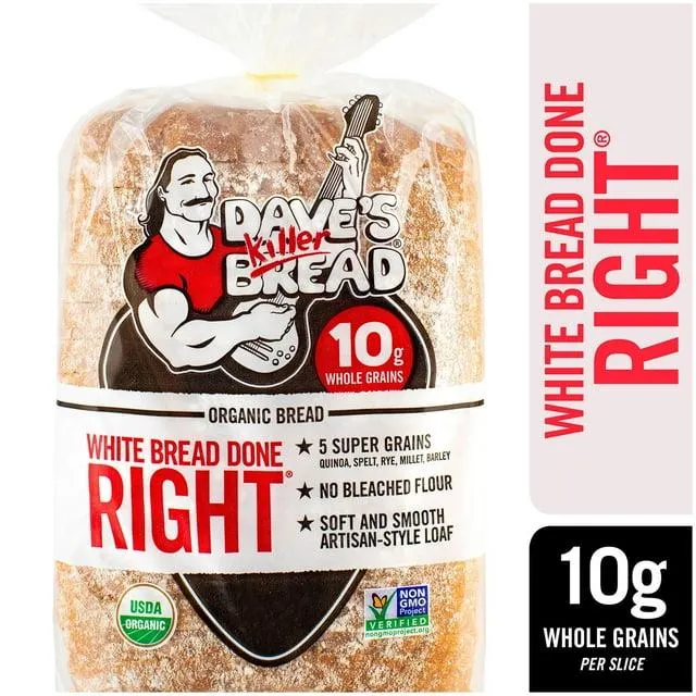 Dave's Killer Bread White Bread Done Right Organic Bread Loaf, 24 oz, Shelf-Stable (24 ounce)