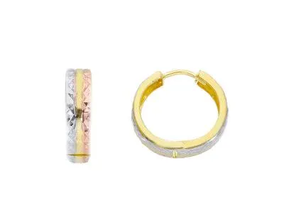 Aros Pequeños Corte Diamante - 18k White Gold / 14mm