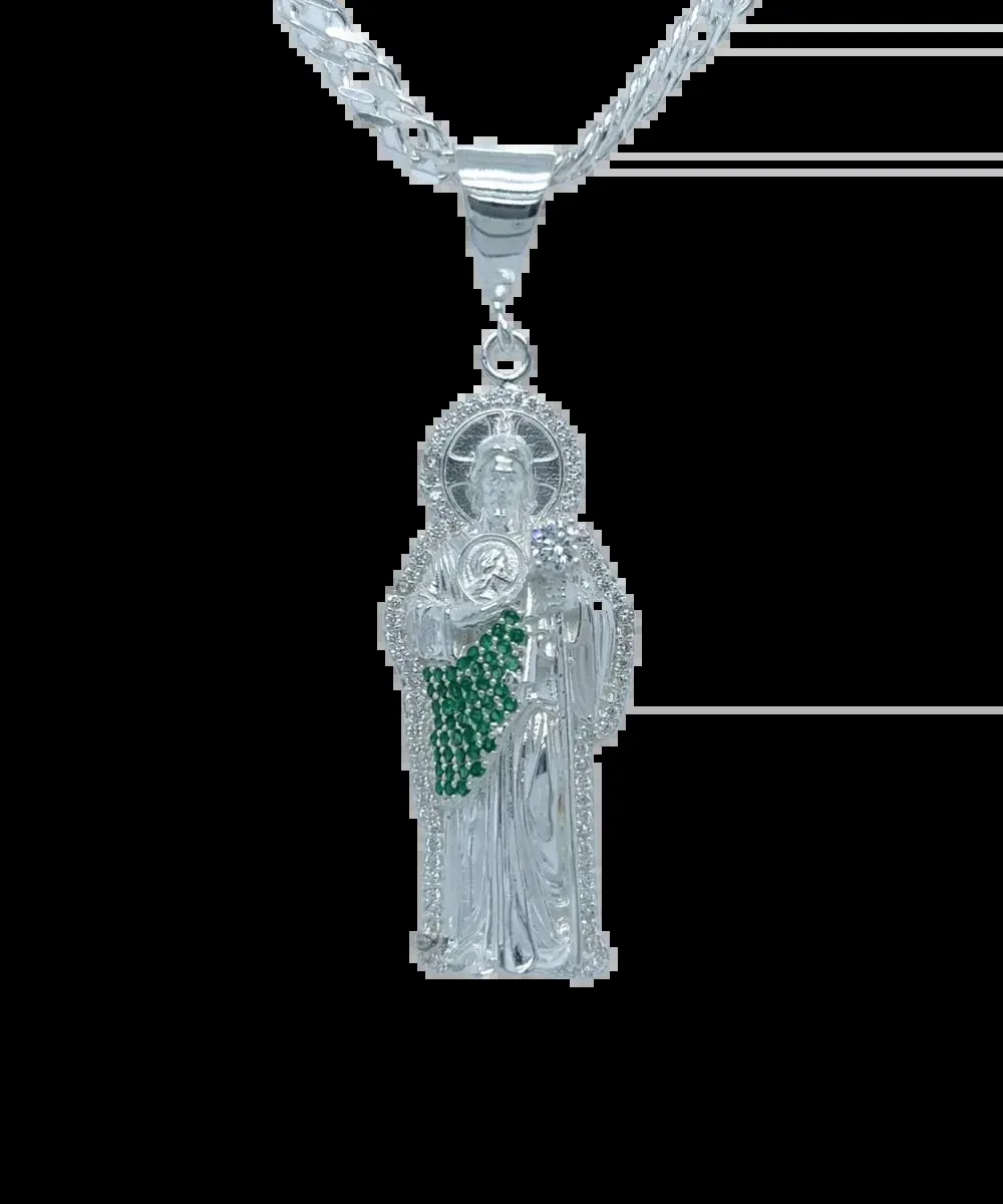 Dije de Plata San Judas Verde