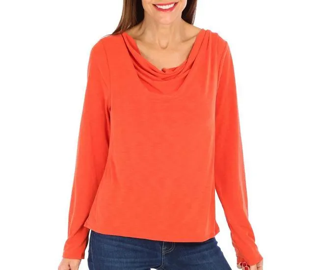 Womens Cowl Neck Long Sleeve Top