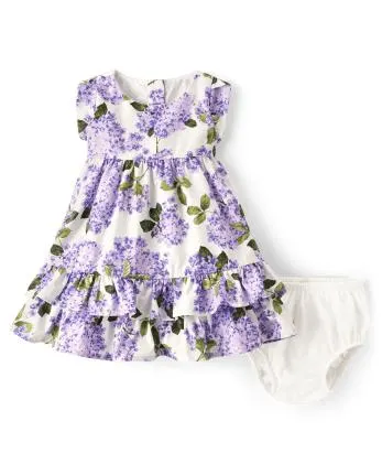 Baby Girls Mommy And Me Lilac Poplin Tiered Dress - Lovely Lavender - bunnys tail