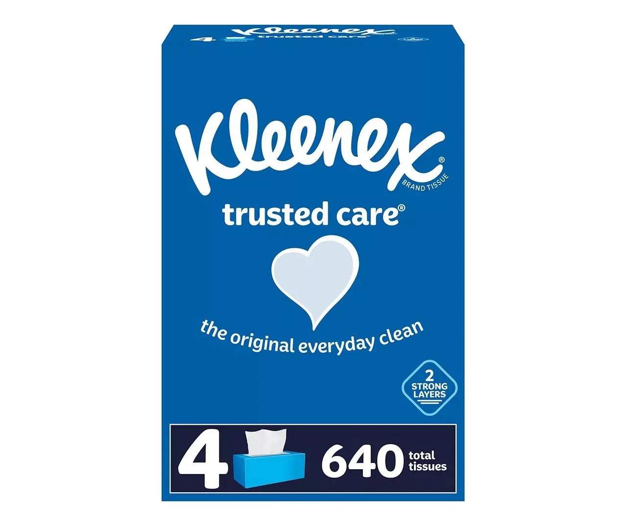 Trusted Care Facial Tissues, 4 Flat Boxes, 160 Tissues per Box