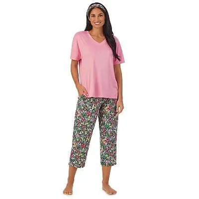 Women's Cuddl Duds® Top & Capri Bottoms Pajama Set with Headband