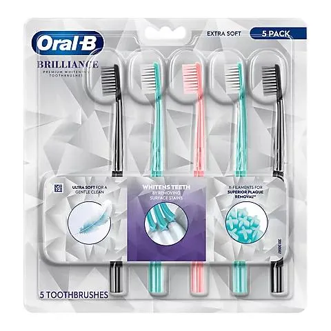 Oral-B Brilliance Premium Whitening Toothbrushes - Extra Soft, 5 pk.
