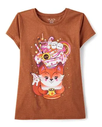 Girls Fox Milkshake Graphic Tee - s/d copperpenny