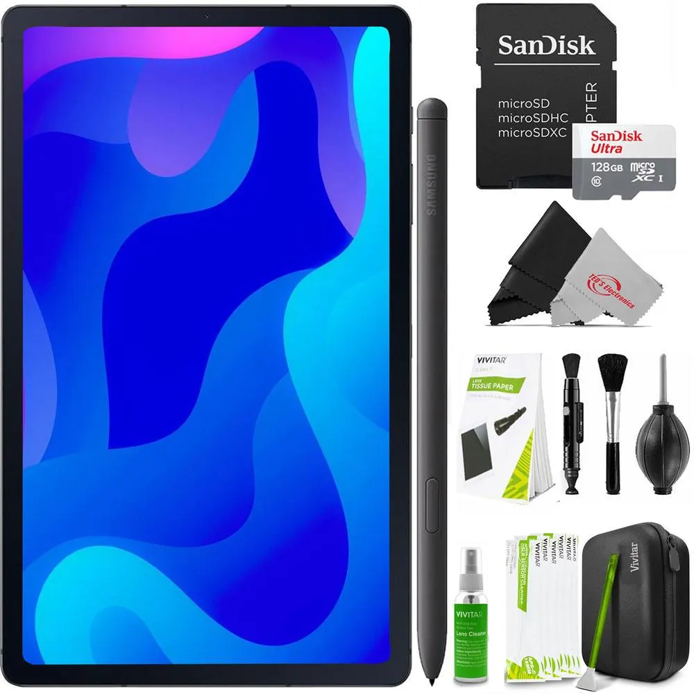 Samsung Galaxy Tab S6 Lite 10.4" Tablet 64GB Memory, Bonus Samsung Book Cover S Pen SM-P613NZABXAR with SanDisk 128GB Ultra UHS