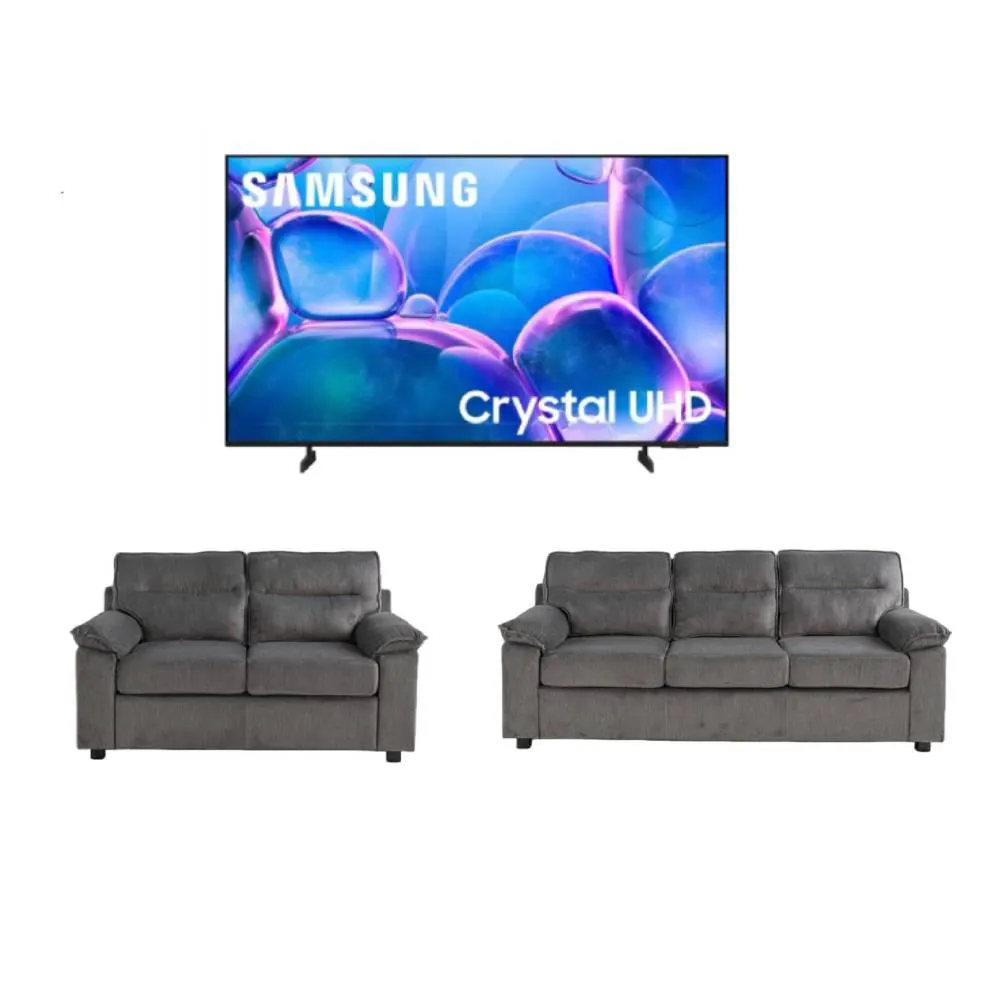 Bundle: Glendale Gray Sofa & Loveseat by Best Home + Samsung 50" Class U7900F LED Crystal UHD 4K Smart TV