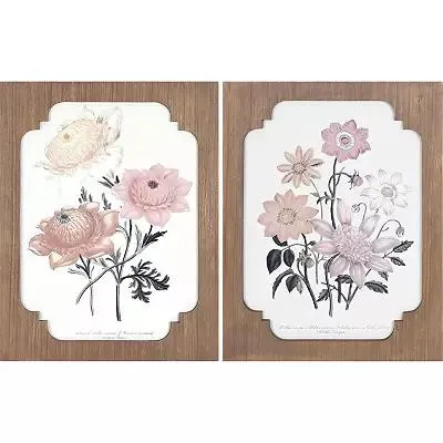 Framed Floral Box Top Wall Art 2-piece Set