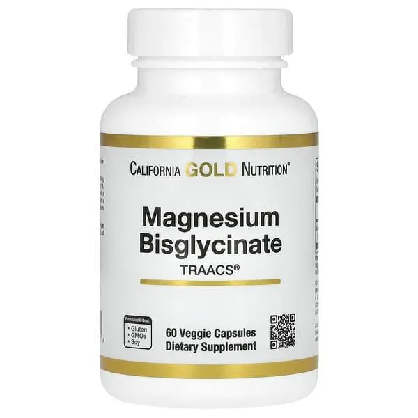 California Gold Nutrition, Magnesium Bisglycinate, Formulated with TRAACS®, 200 mg, 60 Veggie Capsules (100 mg per Capsule)