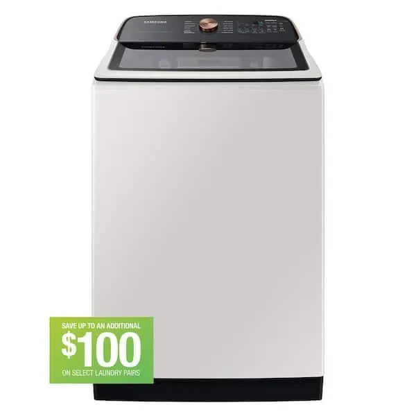 5.5 cu. ft. Extra-Large Capacity Smart Top Load Washer with Auto Dispense System in Ivory