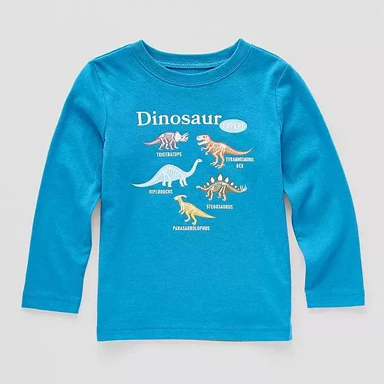 new! Okie Dokie Toddler & Little Boys Crew Neck Long Sleeve Graphic T-Shirt