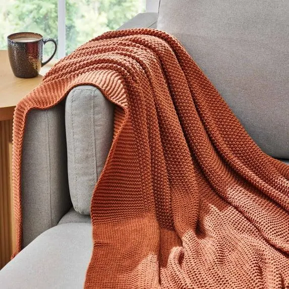 Better Homes & Gardens Copper Cotton-Blend Chunky Knit Throw, 50" x 60", 2.3 lb, All Ages