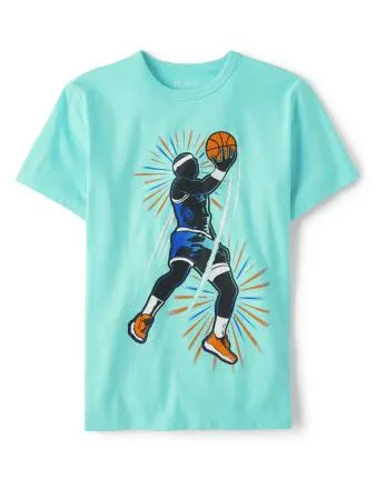 Boys Basketball Player Graphic Tee - teal we meet
