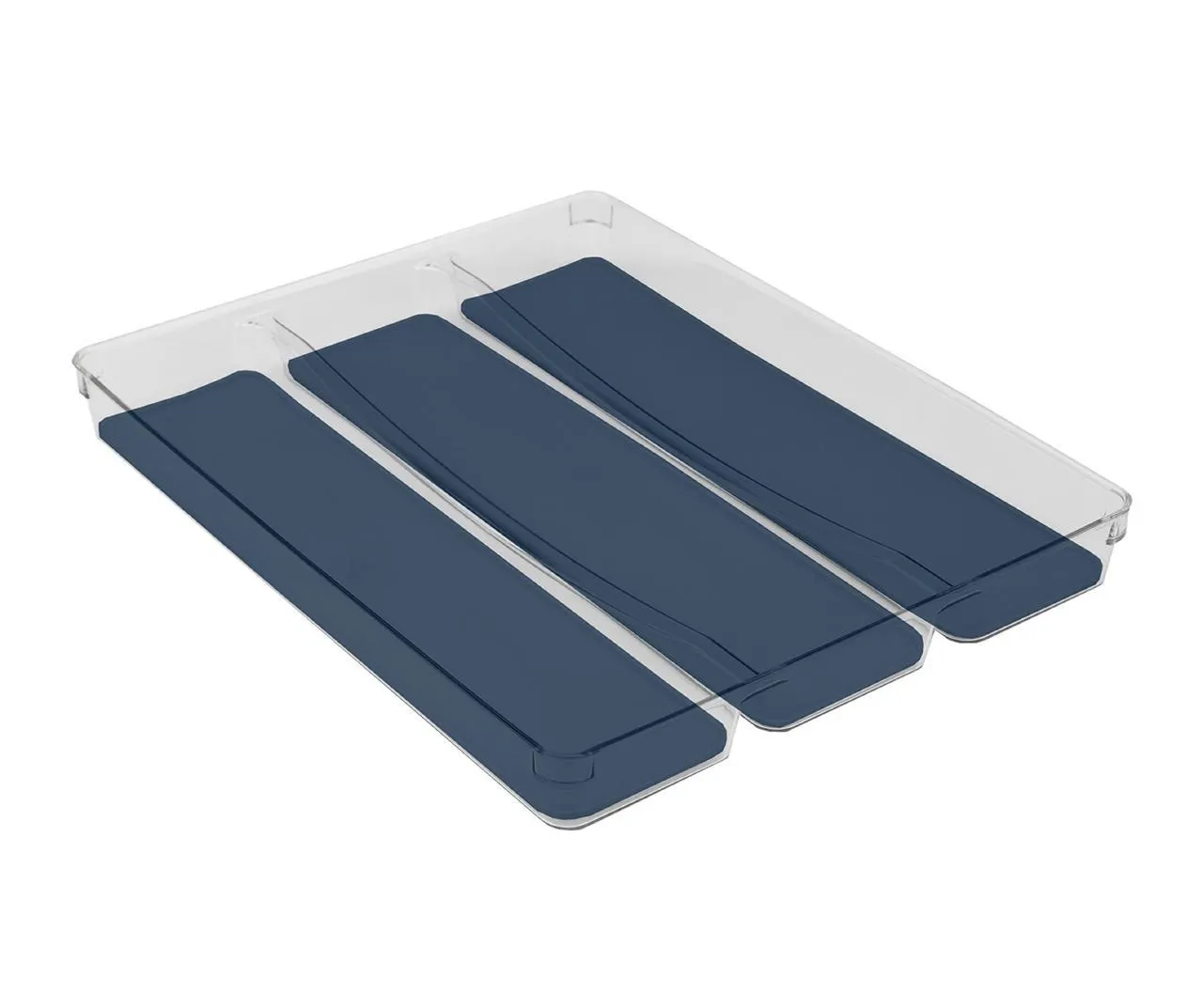 Clear & Indigo 3-Section Cutlery Tray