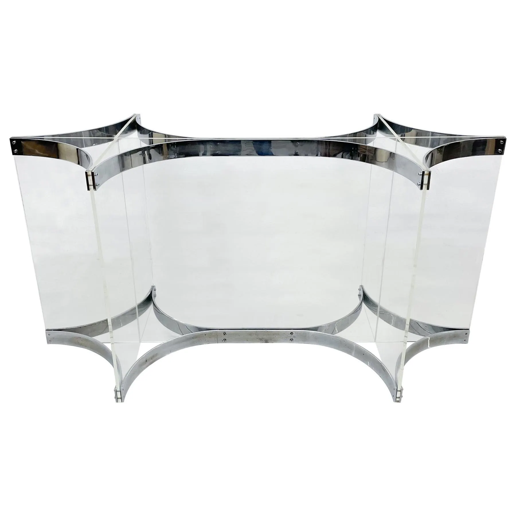 Años 80 Alessandro Albrizzi Base de mesa de comedor Cromo Lucite Italia