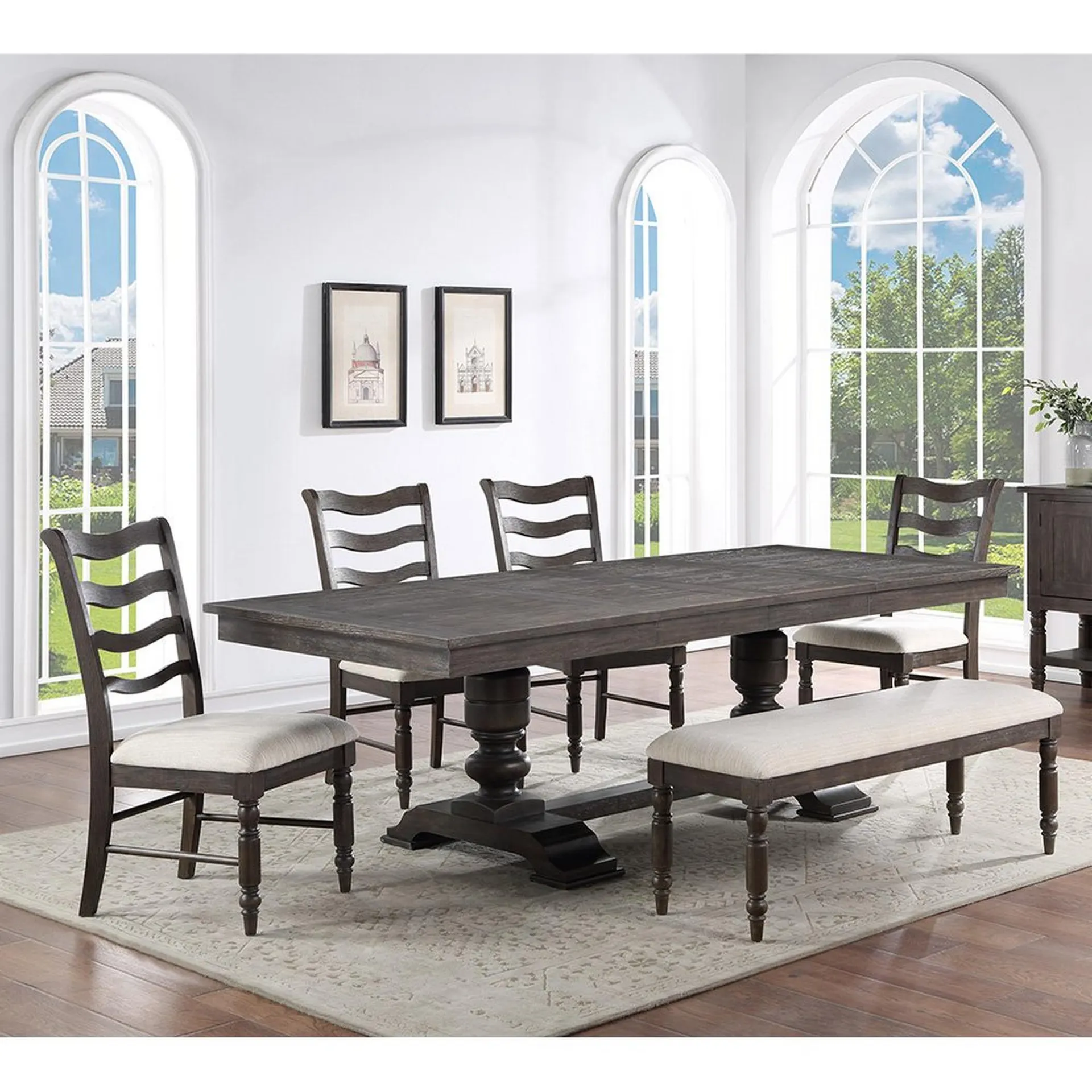 Hutchins 6 - Juego de comedor con banco