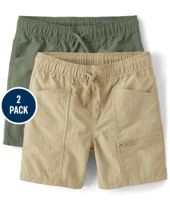 Boys Quick Dry Pull On Cargo Shorts 2-Pack - multi clr