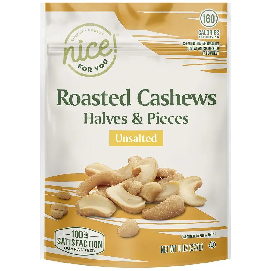 Nice! Roasted Cashew Halves & Pieces Unsalted, 8.0 oz