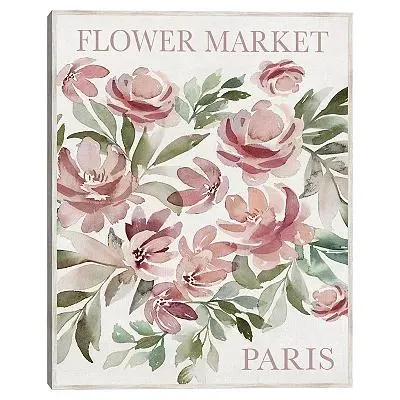 Fine Art Canvas Flower Market Paris Emb Framed Canvas Wall Art