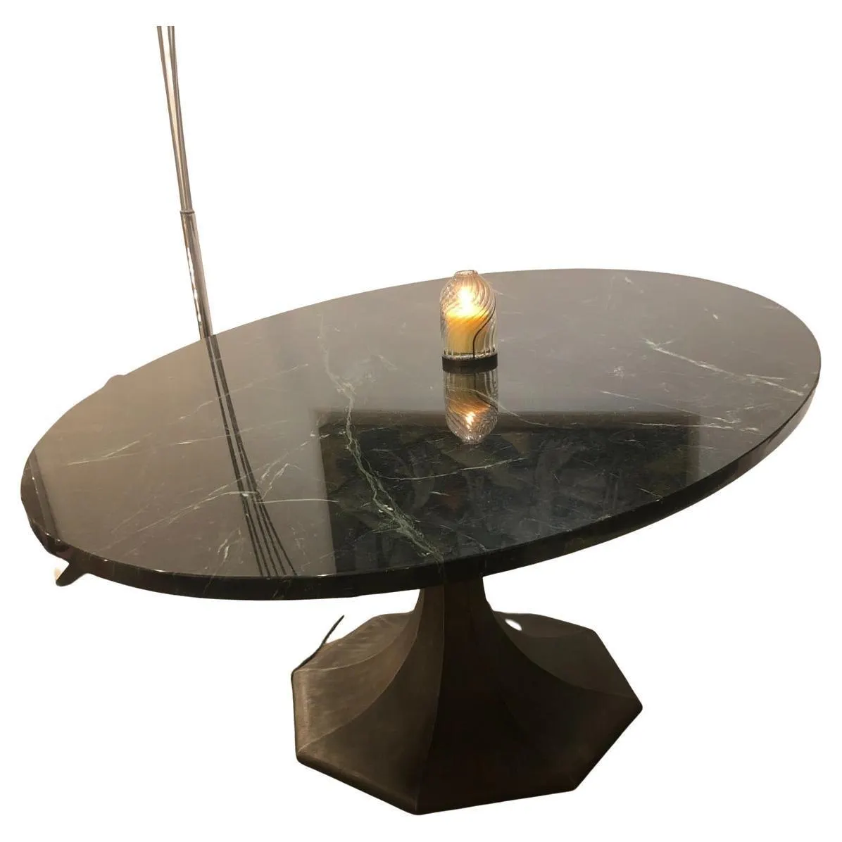 Mesa de comedor contemporánea de hierro y tapa de mármol