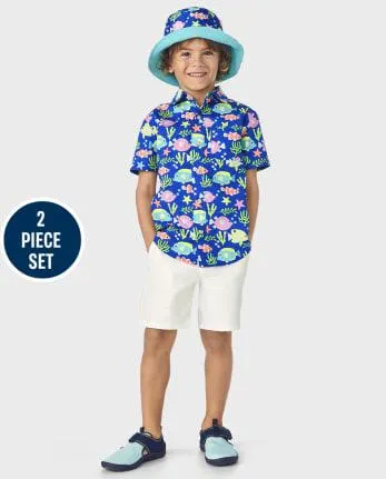 Boys Fish 2-Piece Outfit Set - Splish-Splash - multi clr