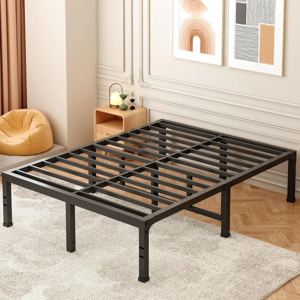 FUIOBYVV Queen Bed Frame 18 inch Heavy Duty Metal Platform Bed Frame Queen Size Support Up to 3500 lbsNo Box Spring NeededNo S