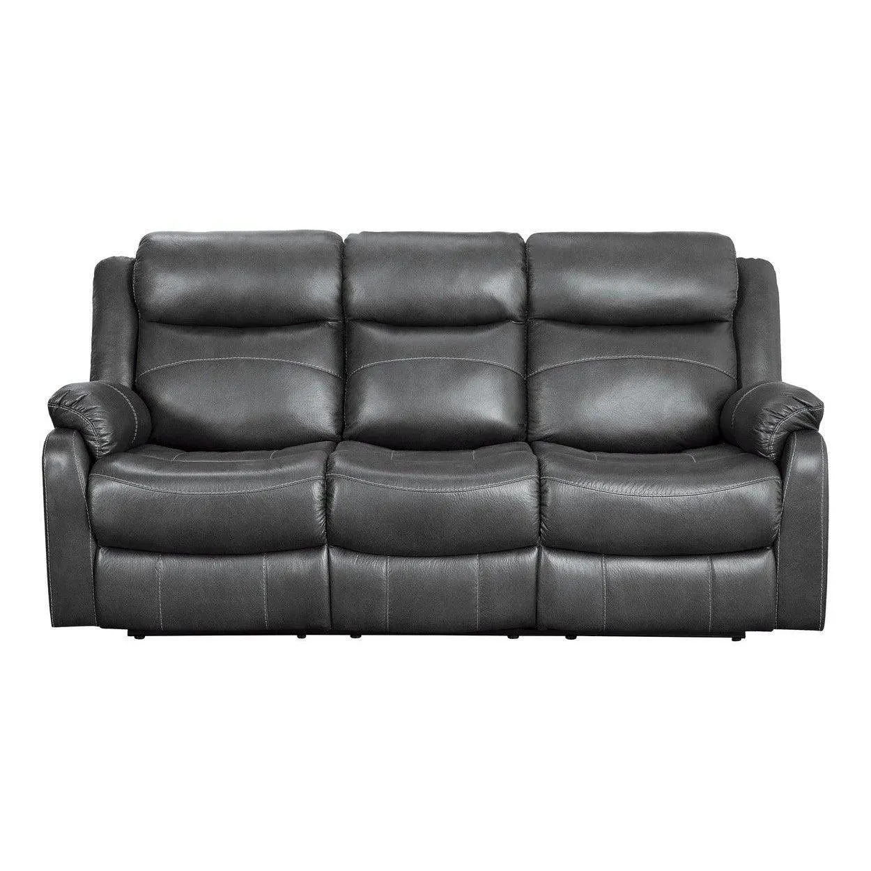 Sofá reclinable plano doble con portavasos desplegables, microfibra pulida gris oscuro