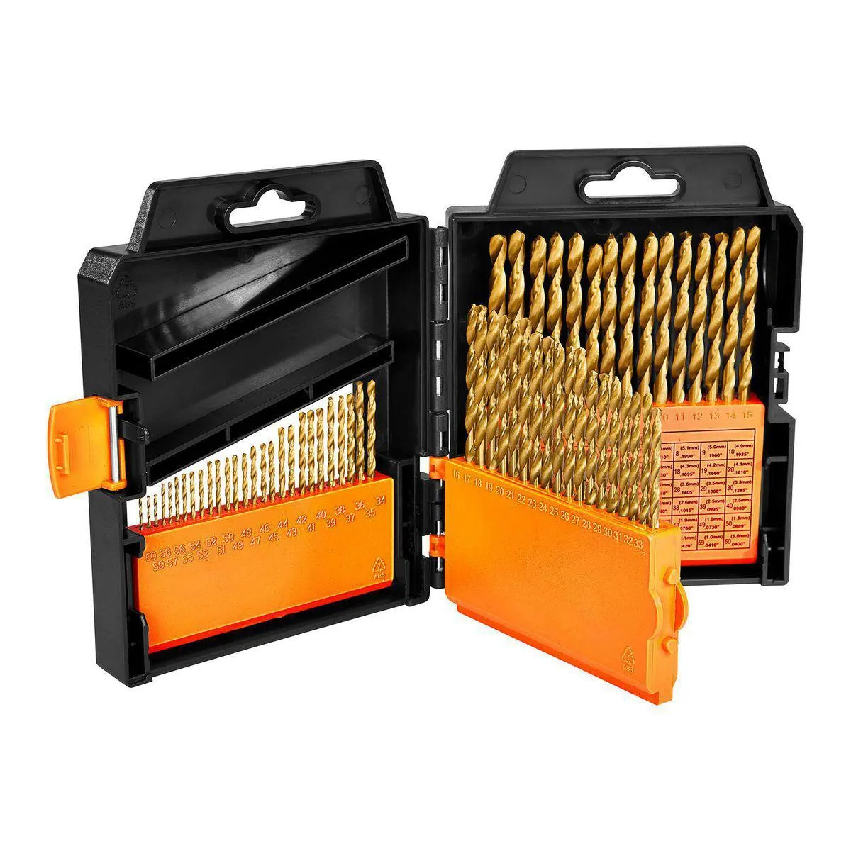 Titanium High-Speed Steel Numbered Drill Bit Set, 60-Piece