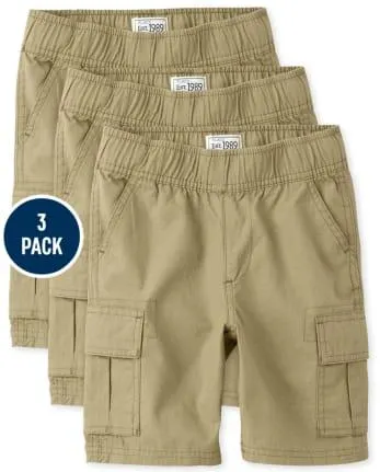 Boys Slim Pull On Cargo Shorts 3-Pack - flax