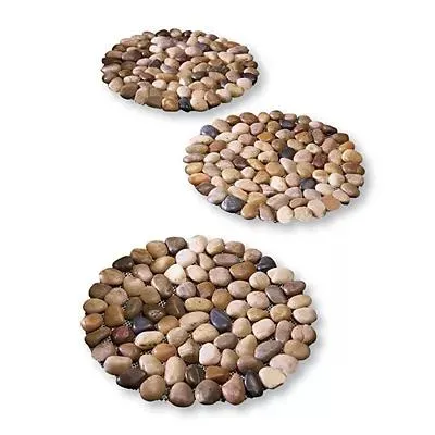 Collections Etc Limestone Rock Stepping Stones - Set Of 3