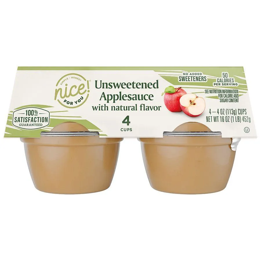 Nice! Applesauce Unsweetened, 4.0 oz, 4 pack