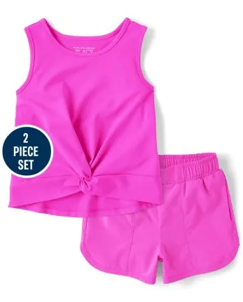 Toddler Girls Quick Dry 2-Piece Outfit Set - nn pinkbeam cl