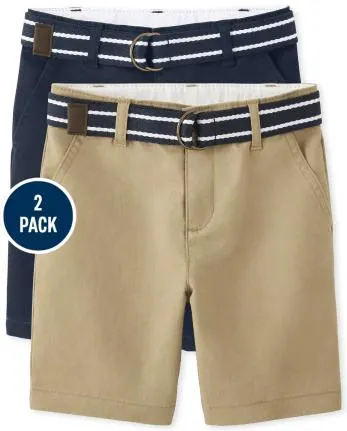Boys Stain And Wrinkle Resistant Chino Shorts 2-Pack - Uniform - multi clr