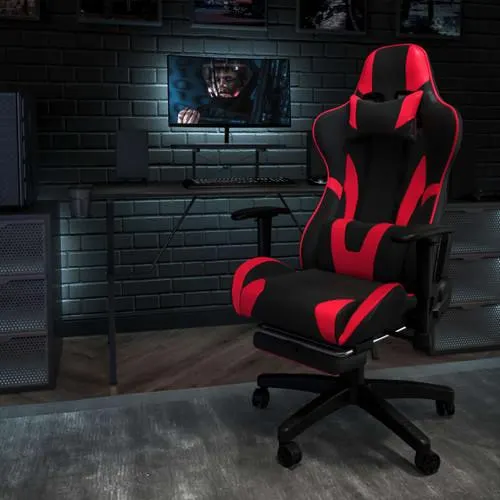 X30 Gaming Chair Racing Silla ergonómica para ordenador con respaldo totalmente reclinable y reposapiés deslizable en cuero rojoSoft