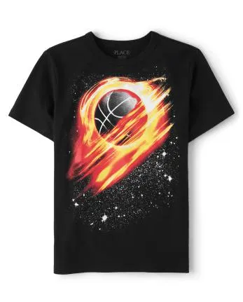 Camiseta con gráfico de baloncesto solar para niños - black